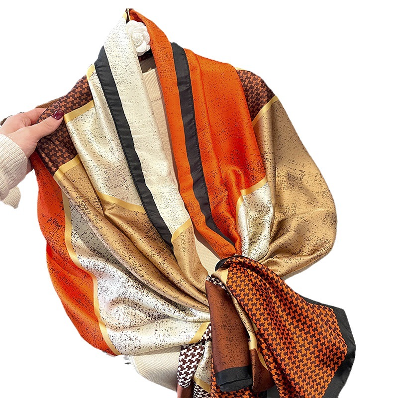 Summer New High-grade Silk Scarf Women's All-match Mulberry Silk Fashion Scarf Big Brand Silk Sunscreen Shawl Outer Wing