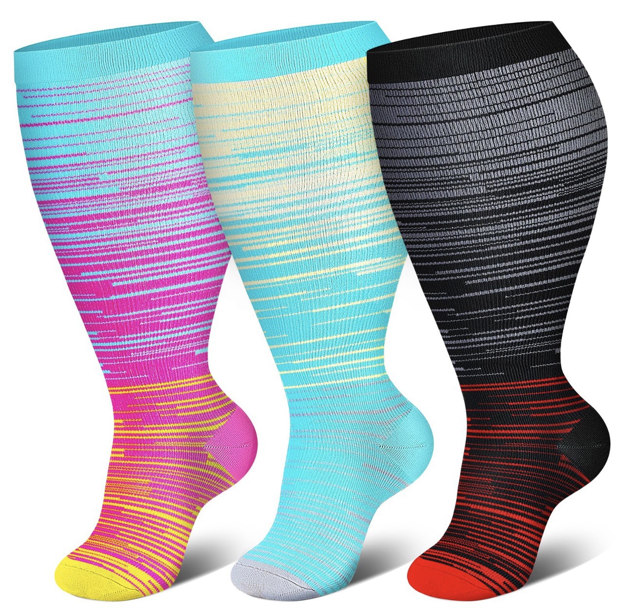 Meias de pressão de nylon para enfermeiras, fertilizantes Plus, meias de compressão para corrida e fitness para homens e mulheres, modelos europeus e americanos_voghion.com