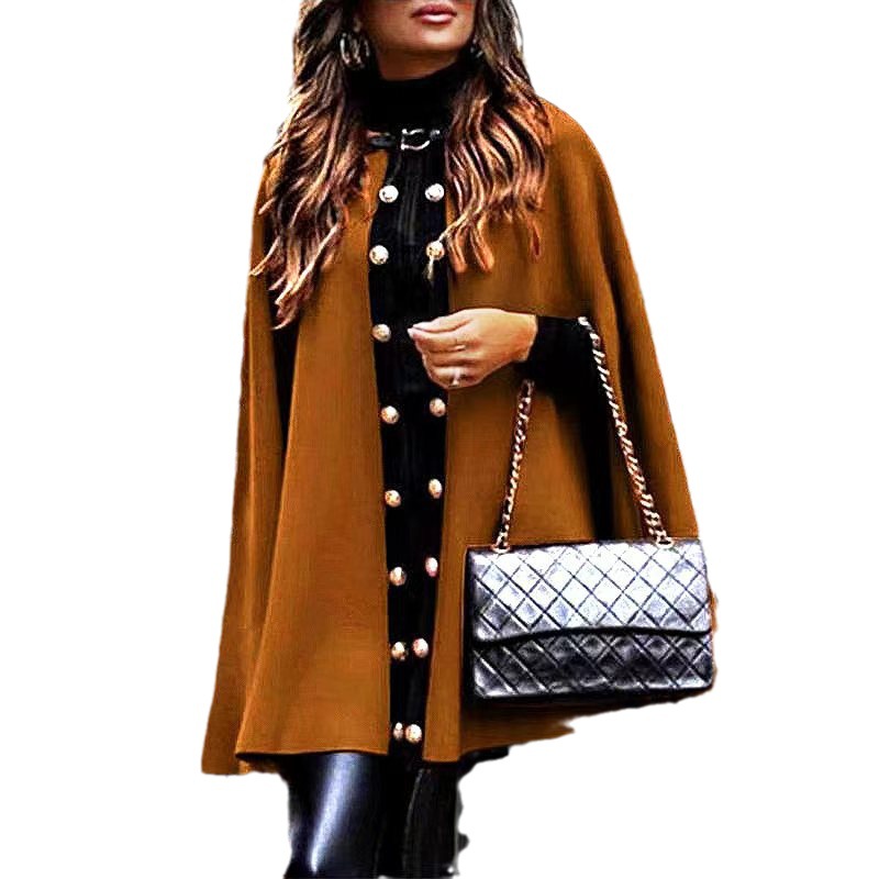 2023 New Cape short trench coat cross-border girl coat elegant temperament girl coat button cloak for women_voghion.com