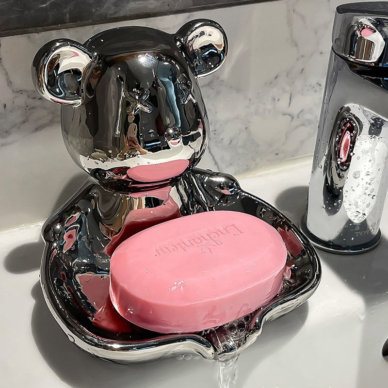 Draining soap box household punch-free wash table ceramic soap box bathroom soap drainage storage rack