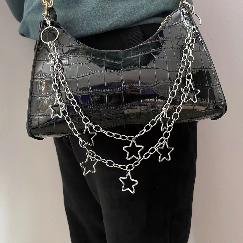European and American Cross-border Jewelry Punk Metal Crescent Geometric Chain Bag Chain Hip-hop Trendy Cool All-match Men's and Women's Pant Chain