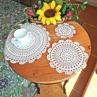 Handmade crochet cotton insulation mat American pastoral retro decorative table mat 15-50cm Amazon supply
