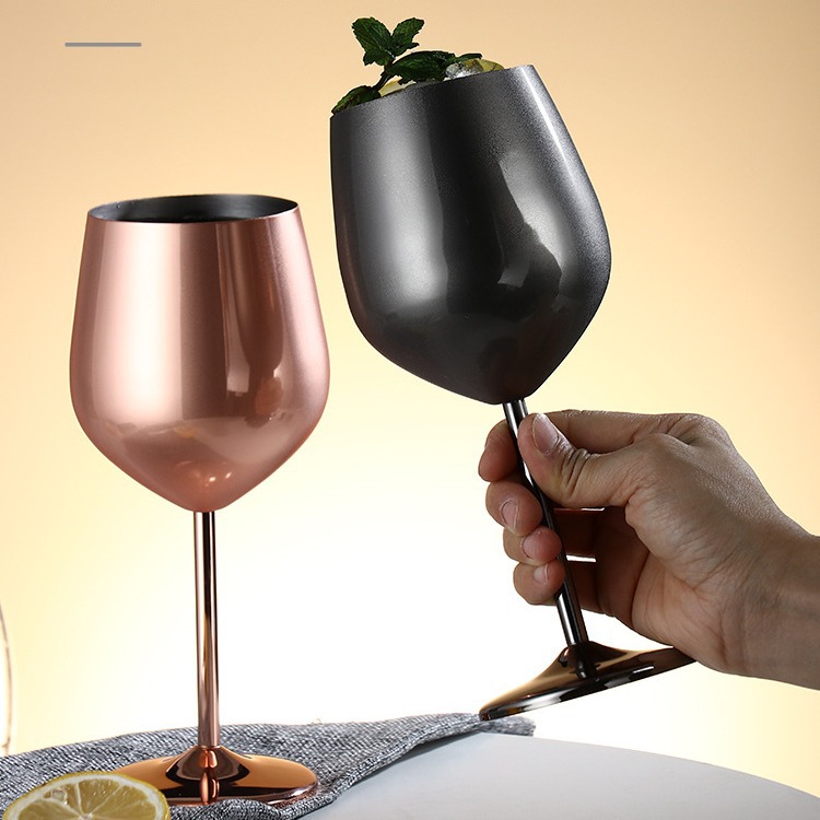 Stainless Steel Wide-mouth Dish Cocktail Glass Red Wine Glass Metal Goblet Champagne Glass Creative KTV Bar Wine Glass