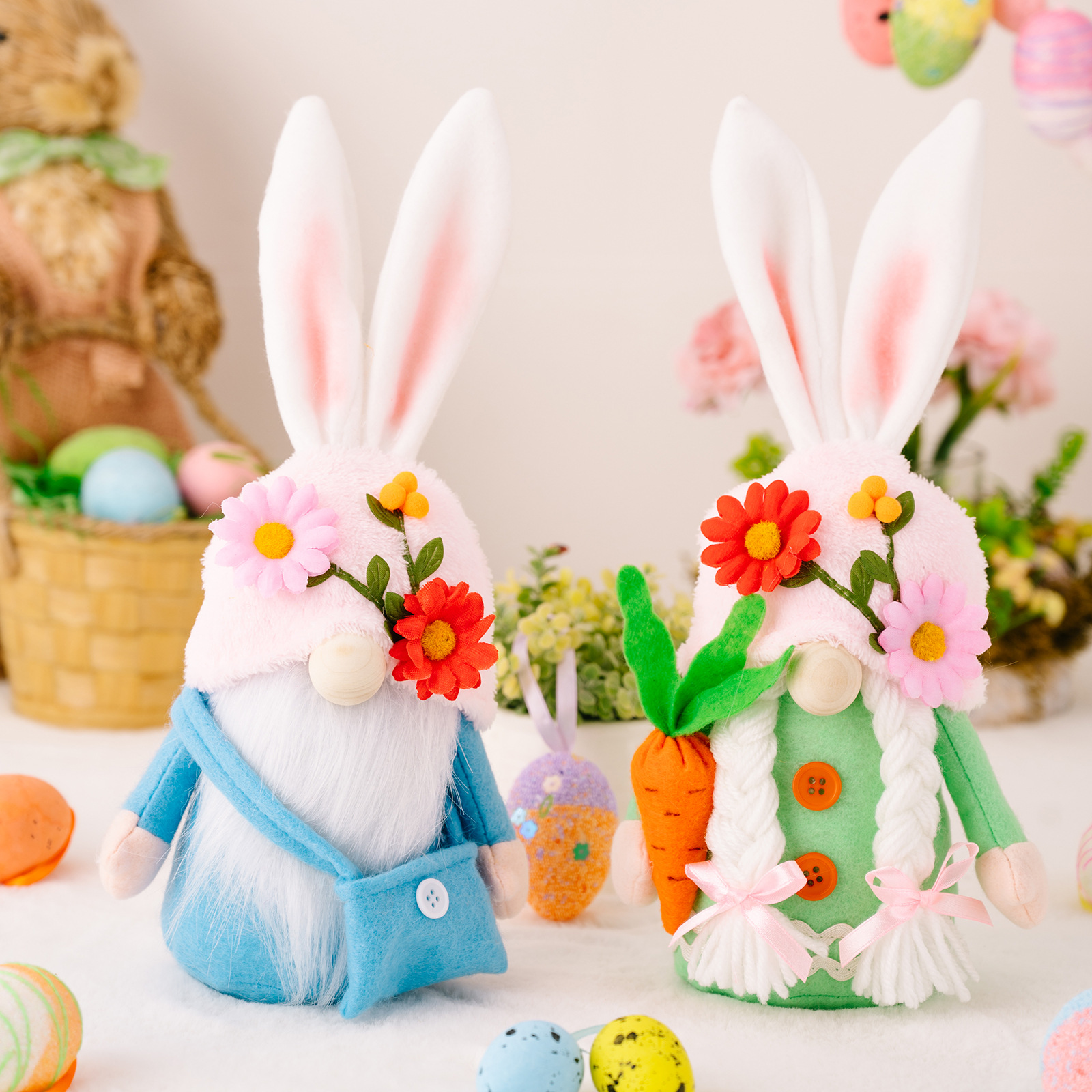 Cross-border Easter Decorations Carrot Bunny Doll Creative Dwarf Goblin Bunny Doll Ornaments