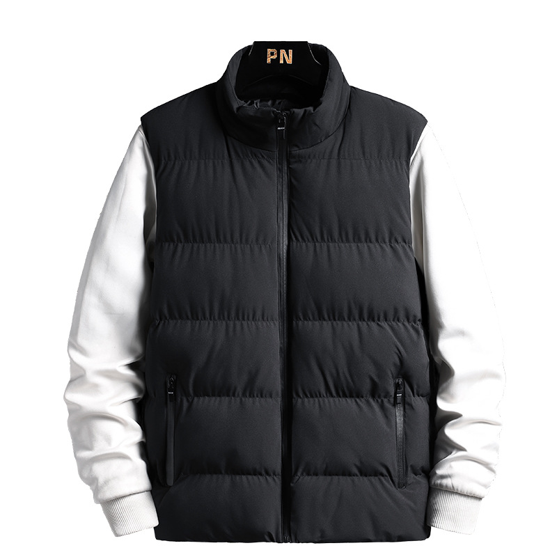 On behalf of men's cotton-padded jacket 2021 Winter new spot youth stand collar thickened cotton vest casual men's coat