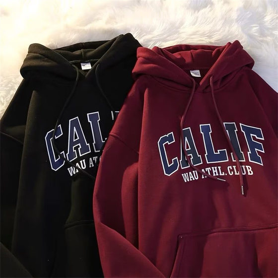 2023 autumn and winter New fleece-lined thickened sweater men's oversize Korean style loose student coat top men's fashion