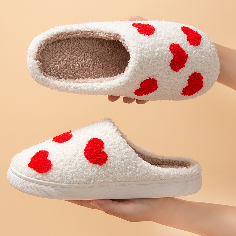 Autumn and Winter cotton slippers women's home indoor and outdoor warm thick-soled plush slippers love cotton slippers