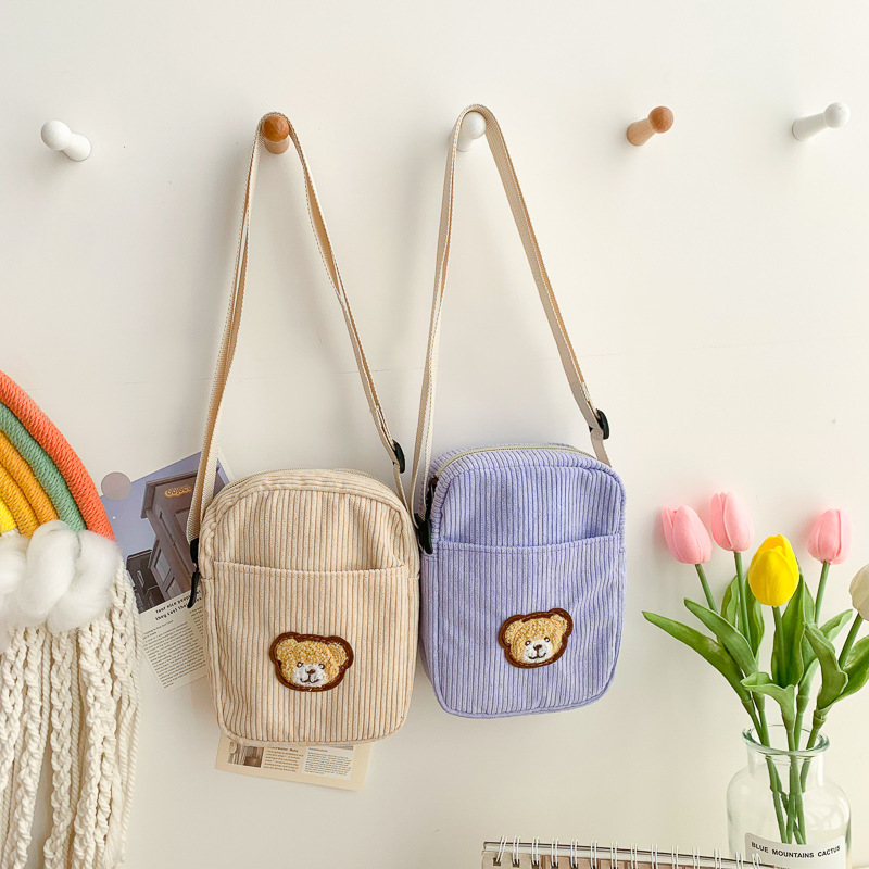 Korean ins Cute Bear Crossbody Bag Japanese Style Harajuku chic Soft Girl Student Canvas Bag Shoulder Bag