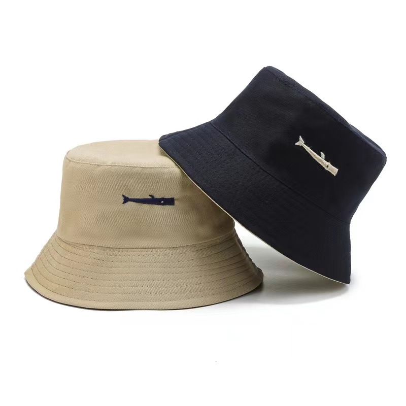 Fisherman hat spring and autumn double-sided solid color all-match sun hat fashion female Korean style student embroidery basin hat sun hat