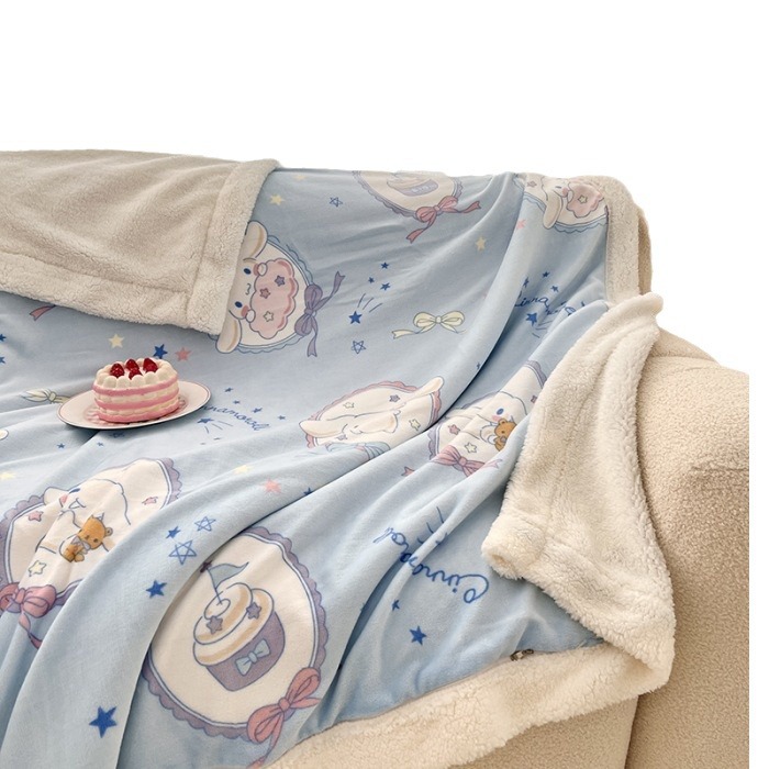 Genuine Sanrio milk velvet double-layer blanket lambswool children's cartoon nap blanket multifunctional foreign trade blanket