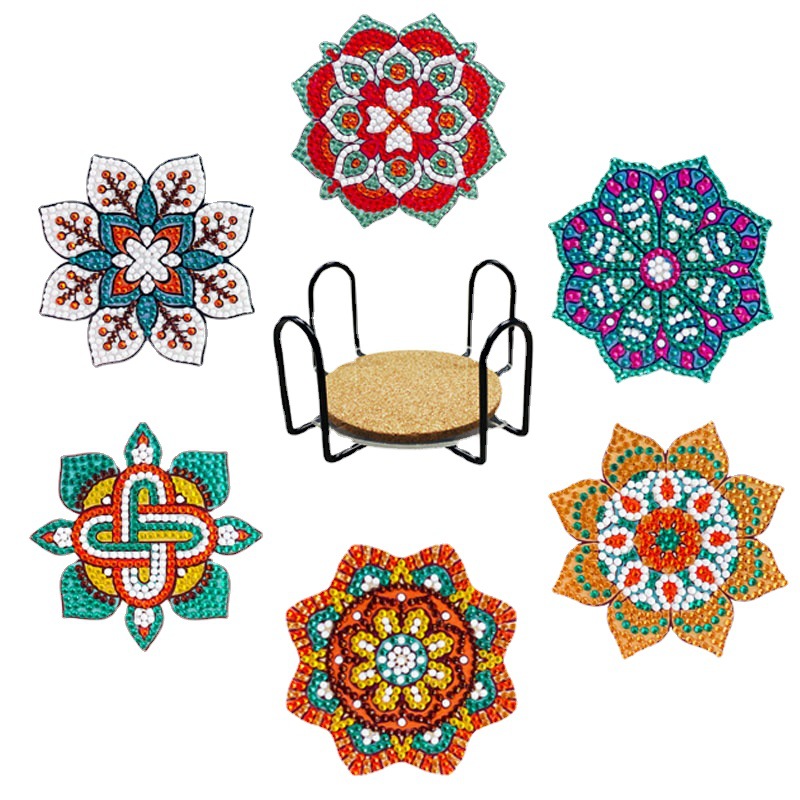 New Diamond Stone Painting Coaster Round Placemat Children's diy Handmade 5D Hand-painted Underwater World Creative Paste Diamond Painting