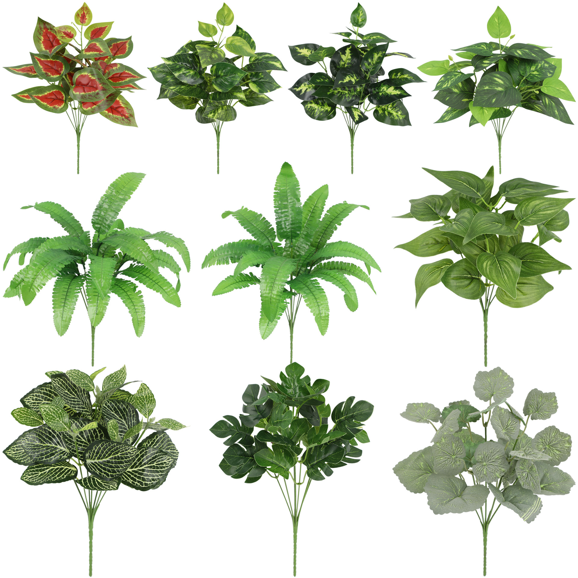 Simulation of green plant wall small leaves bunch of green rose leaf artificial flower matching material landscaping bouquet 