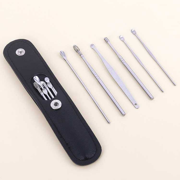 Ear Digging Spoon Set Ear Digging Artifact Japanese Screw Wet Buckle Professional Adult Household Stainless Steel Ear Picking Tool
