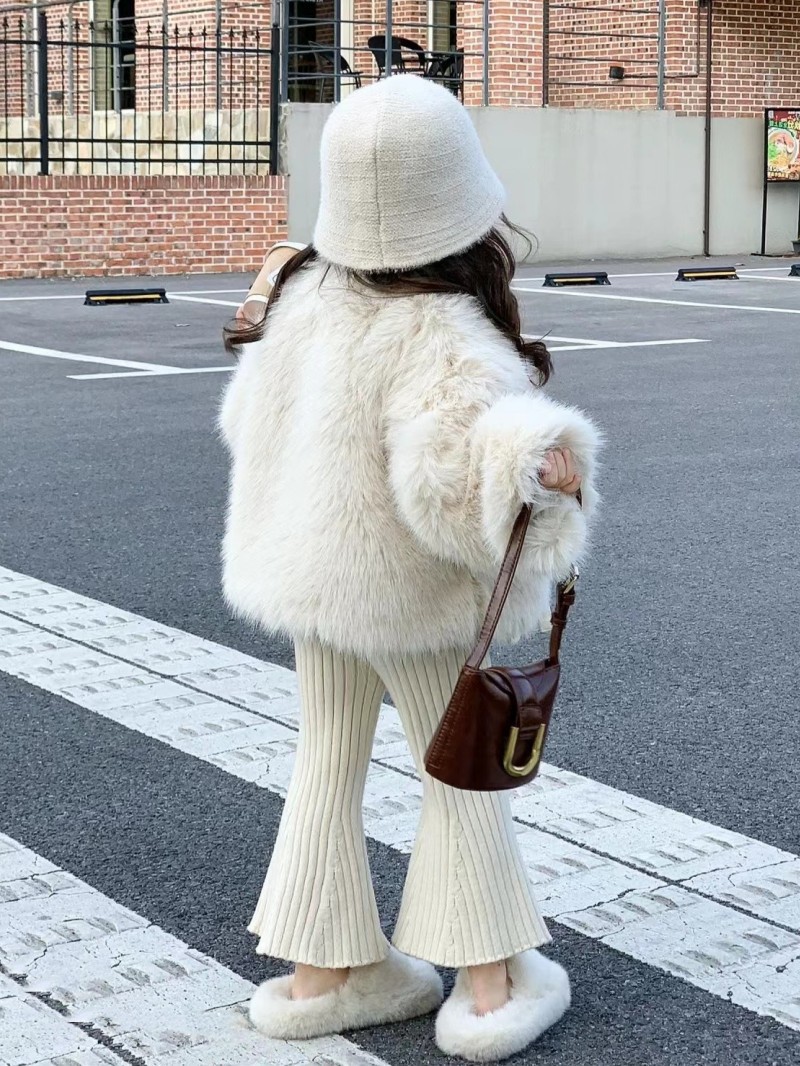 New girls' fleece-lined thickened coat children's fur coat imitation fox fur all-match Western style fur cotton-padded coat fashion