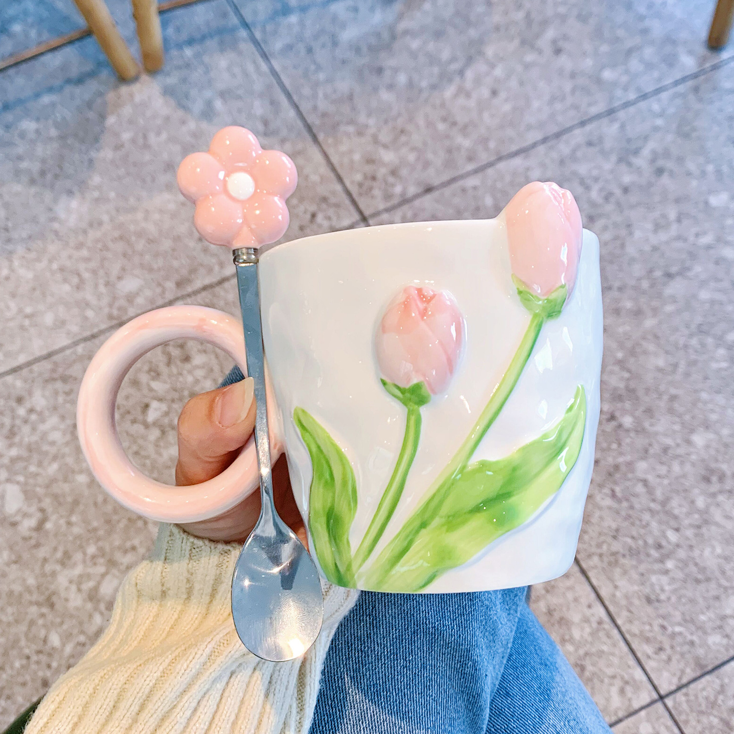 Designership Mark Cup High-Quality Tulip Ceramic Cup Gift Cup Office Tea Cup Event Gift
