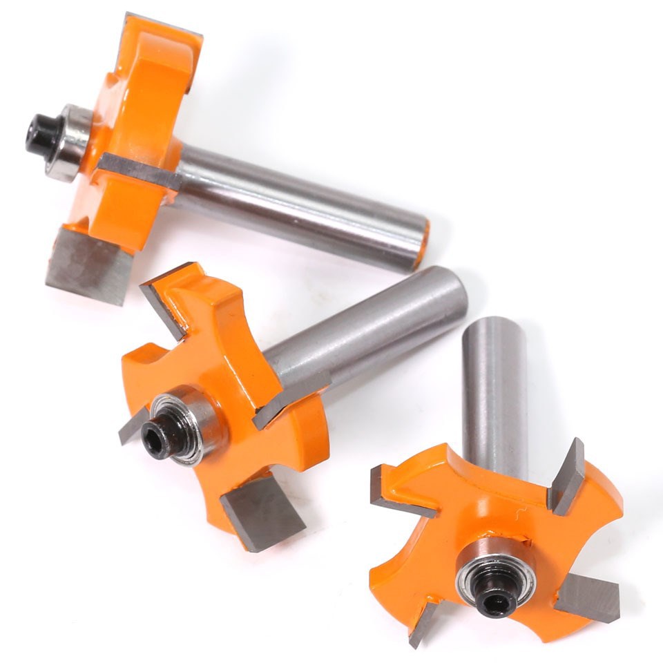 Cross-border 8mm shank 4-blade ball bearing T-shaped cutter T-shaped groove cutter woodworking milling cutter alloy cutter head trimming machine cutter head