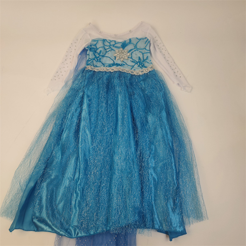 Blue long sleeve veil frozen skirt role play stage performance dress girl Aisha princess dress