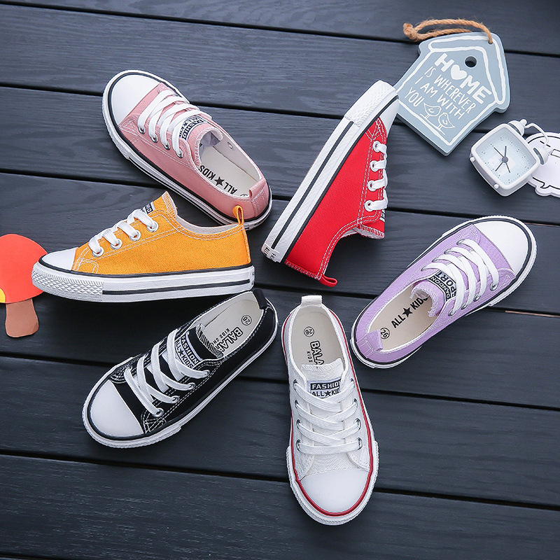 Wholesale parent shoes boys and girls lace small white children's casual canvas shoes baby skate shoes sneakers 2024