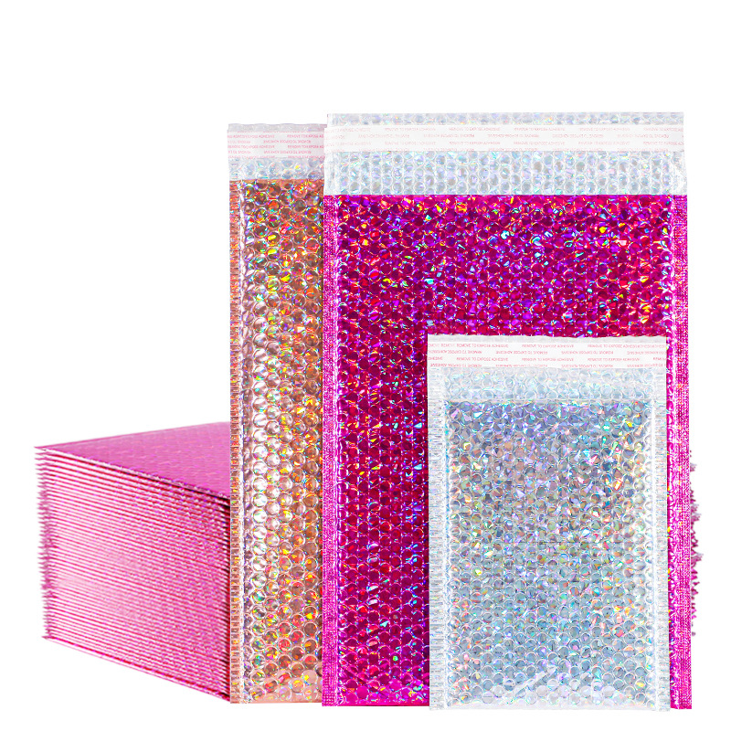 Cross-border hot laser bubble bag clothing packaging express packing bag shockproof self-adhesive bubble bag aluminum-plated Bubble Bag