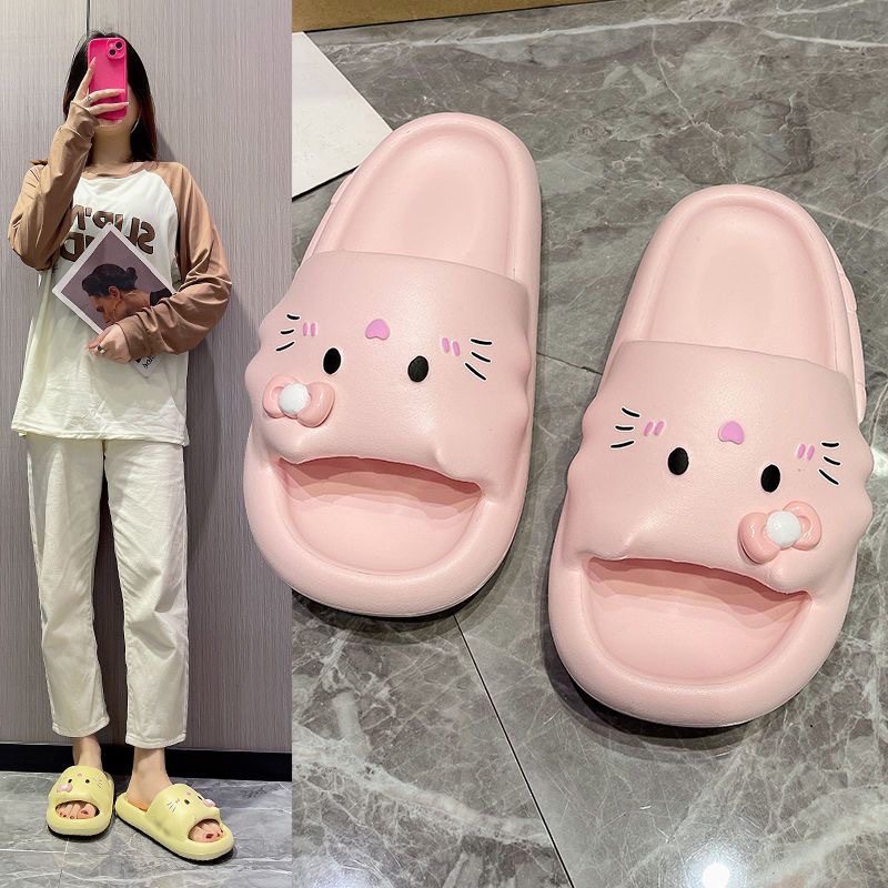 Non-slip Cartoon Kitten Kitten Cute Indoor Summer Ladies Slippers Home Soft Bottom Girl Summer