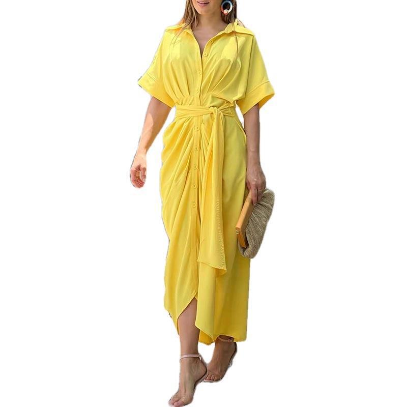 2024 summer new Amazon cross-border foreign trade Europe and the United States women's elegant dress fashion shirt dress