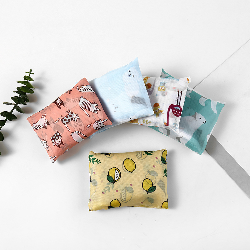 New folding shopping bag large capacity supermarket shopping bag flower cloth square storage bag Korean style niche medium size