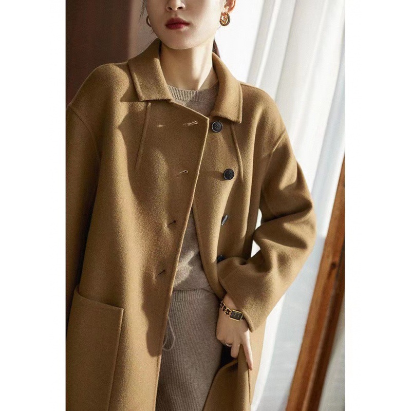 2023 autumn and winter New woolen coat for women plus size loose slimming mid-length small overcoat woolen coat_voghion.com