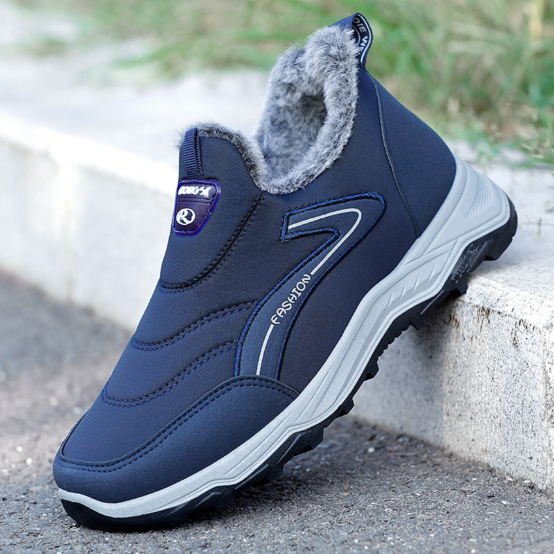Winter New Cotton Shoes Fleece Thickened Men's Fashion Snow Boots Waterproof Warm Extra Thick Middle-aged and Elderly Soft Bottom Boots