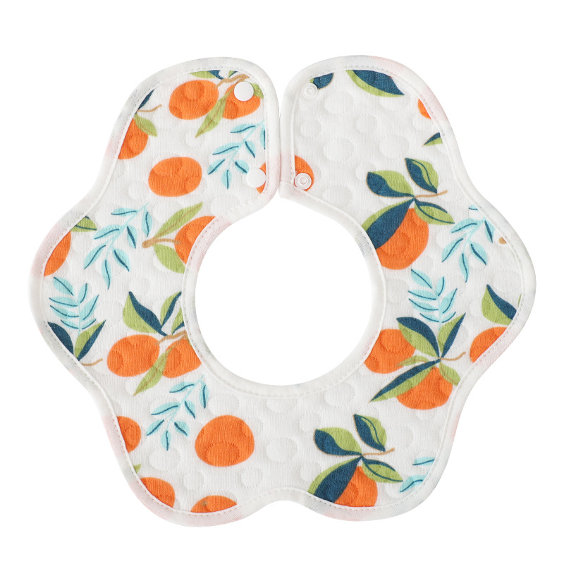 Waterproof bib cotton gauze cotton children's petals baby bib baby 360 degree rotating saliva towel bib