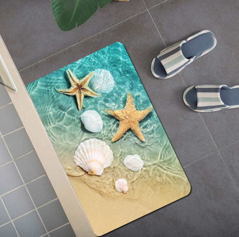 Factory direct shell waterproof shower curtain mat bathroom four-piece cross-border AliExpress Amazon a minimum order 03