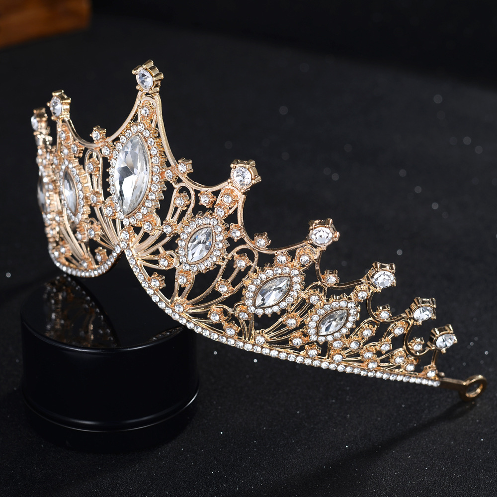 Cross-border Luxury Vintage Bridal Headwear Golden Wedding Dress Atmospheric Crystal Birthday Wedding Crown Hair Band Hair Accessories