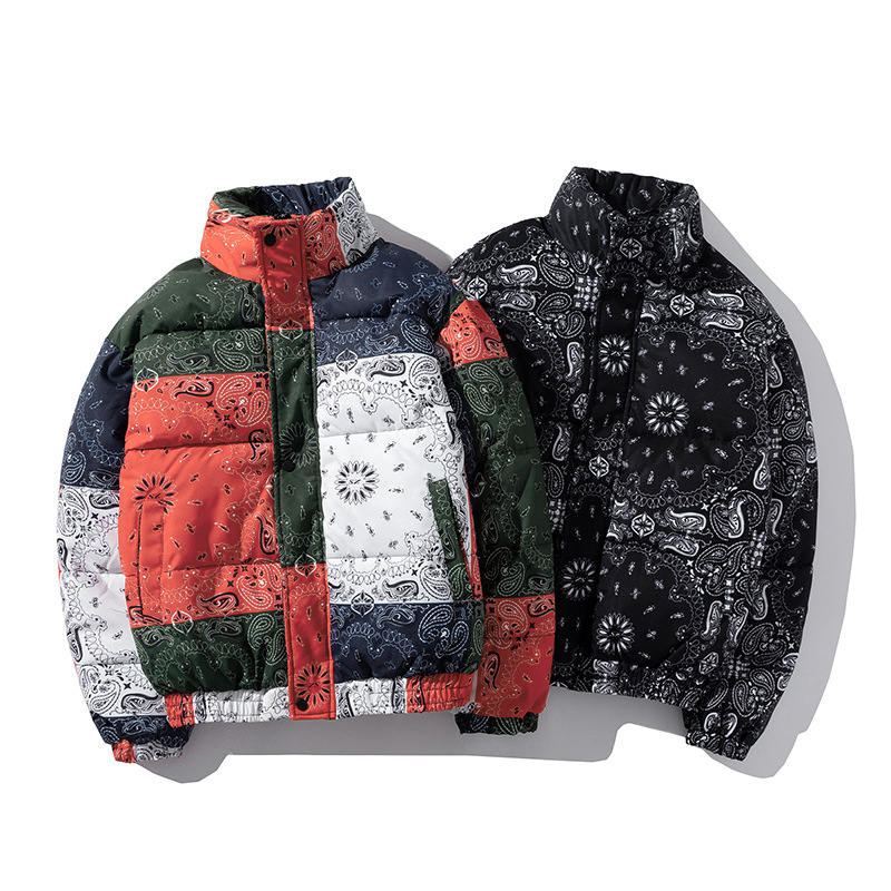 Foreign Trade Cashew Flower Cotton-padded Jacket Men's Fashionable Autumn and Winter Cotton-padded Coat Thickened Warm Cotton-padded Jacket Loose Collar Jacket for Couple