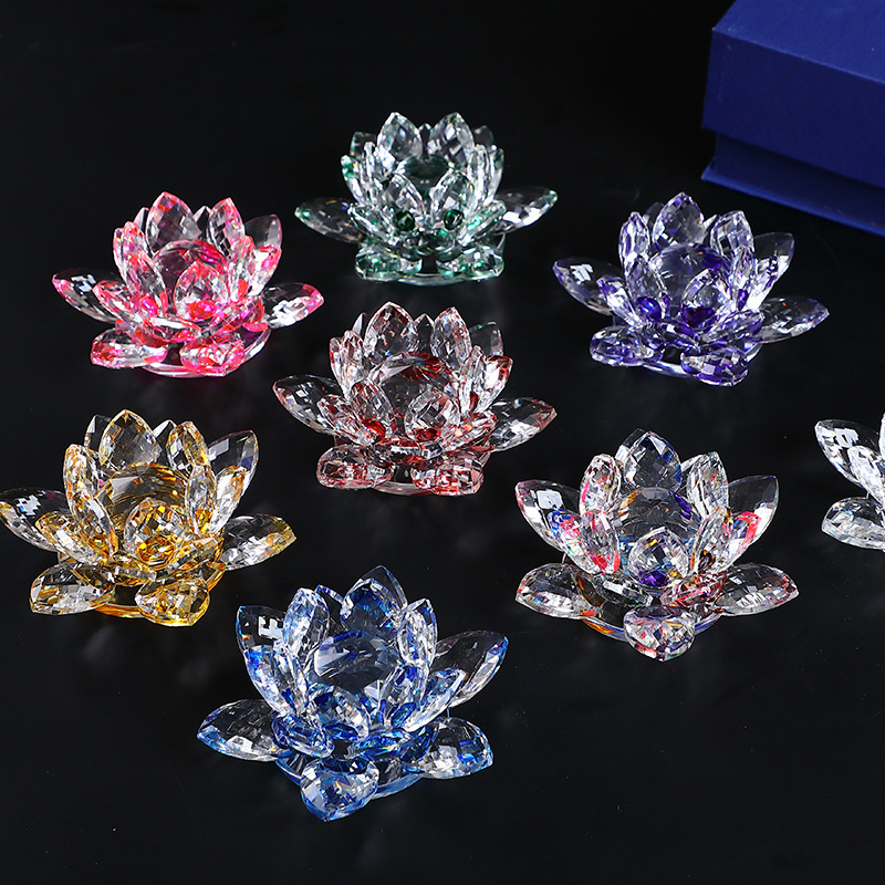 Crystal Glass Lotus Ornaments Mobile Phone Glasses Jewelry Counter Creative Decorations Home Furnishing Chinese Style Supplies New