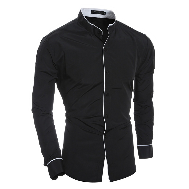 Casual Youth Spring and Autumn Outdoor Solid Color Casual Long Sleeve Simple Korean Style Slim-fit Suit Base Shirt Tight Shirt