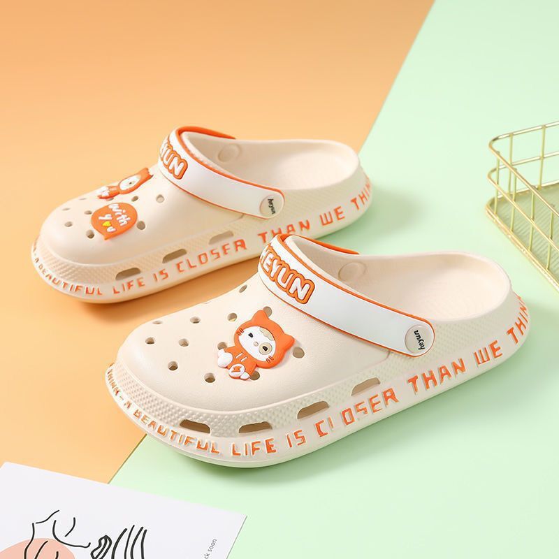 Slippers Women's Outwear Summer Korean Style Cute ins Fairy Style Nurse Half Slippers with Toe Covered Thick Sole Beach Hole Shoes