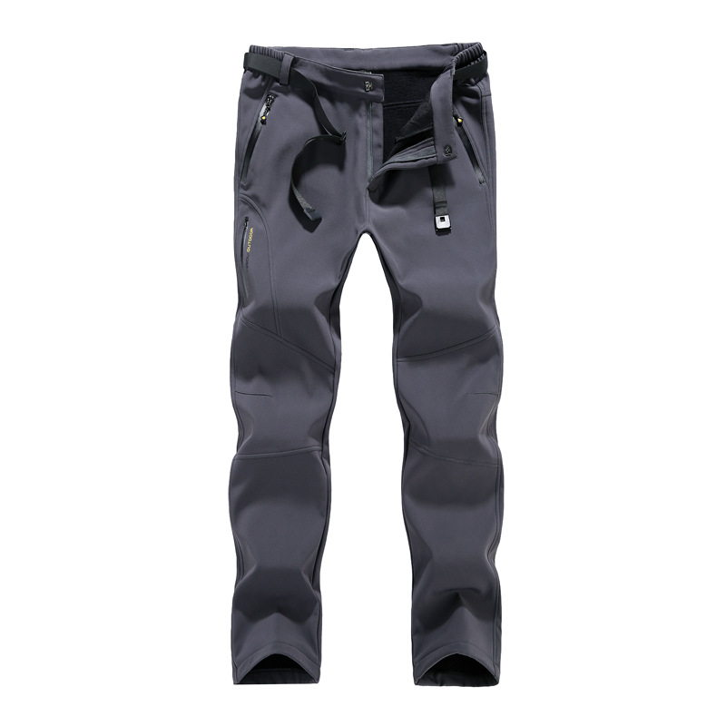 Winter Velvet Outdoor Waterproof Windproof Couple Soft Shell Rush Pants Elastic Breathable Slim Fishing Mountaineering Casual Pants