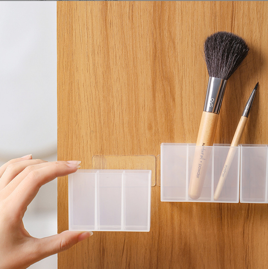 Wall hanging box mirror cabinet non-perforated small storage box eyebrow clip scissors eyebrow pencil brush lipstick storage rack