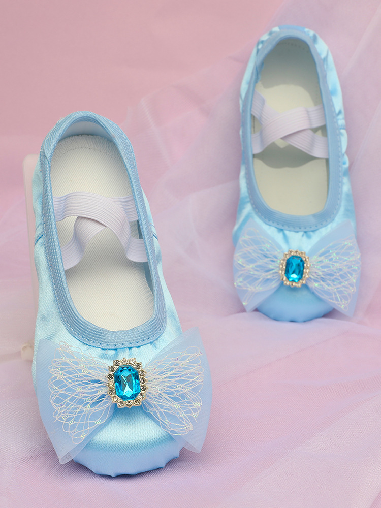New children's dance shoes girls' practice ballet body performance dancing soft bottom cute bow accessories 8071