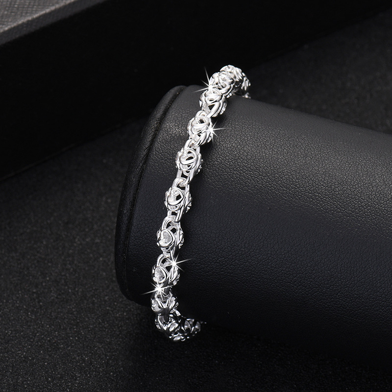 Hollow Round Bead Bracelet ins Niche Design Money Rolling Love Round Bead Lady Exquisite Ball Silver Plated Bracelet