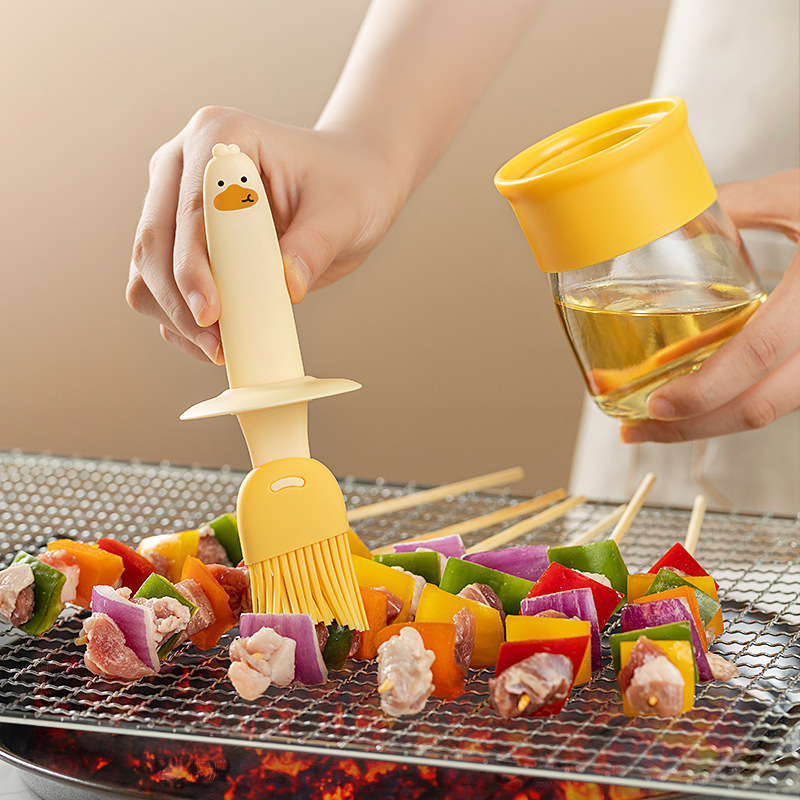 Silicone Oil Brush Household High Temperature Resistant Oil Brush Brush with Bottle Sub-pack Oil Pot Outdoor Barbecue Oil Brush Integrated Oil Brush Bottle