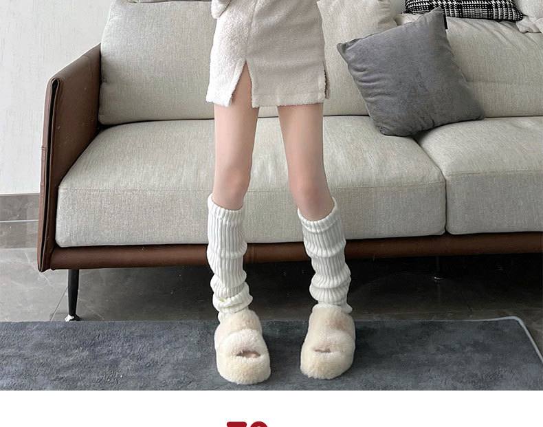 Lolita knitted pile socks straight all-match Japanese white lengthened jk calf socks y2g leg cover slimming pure_voghion.com