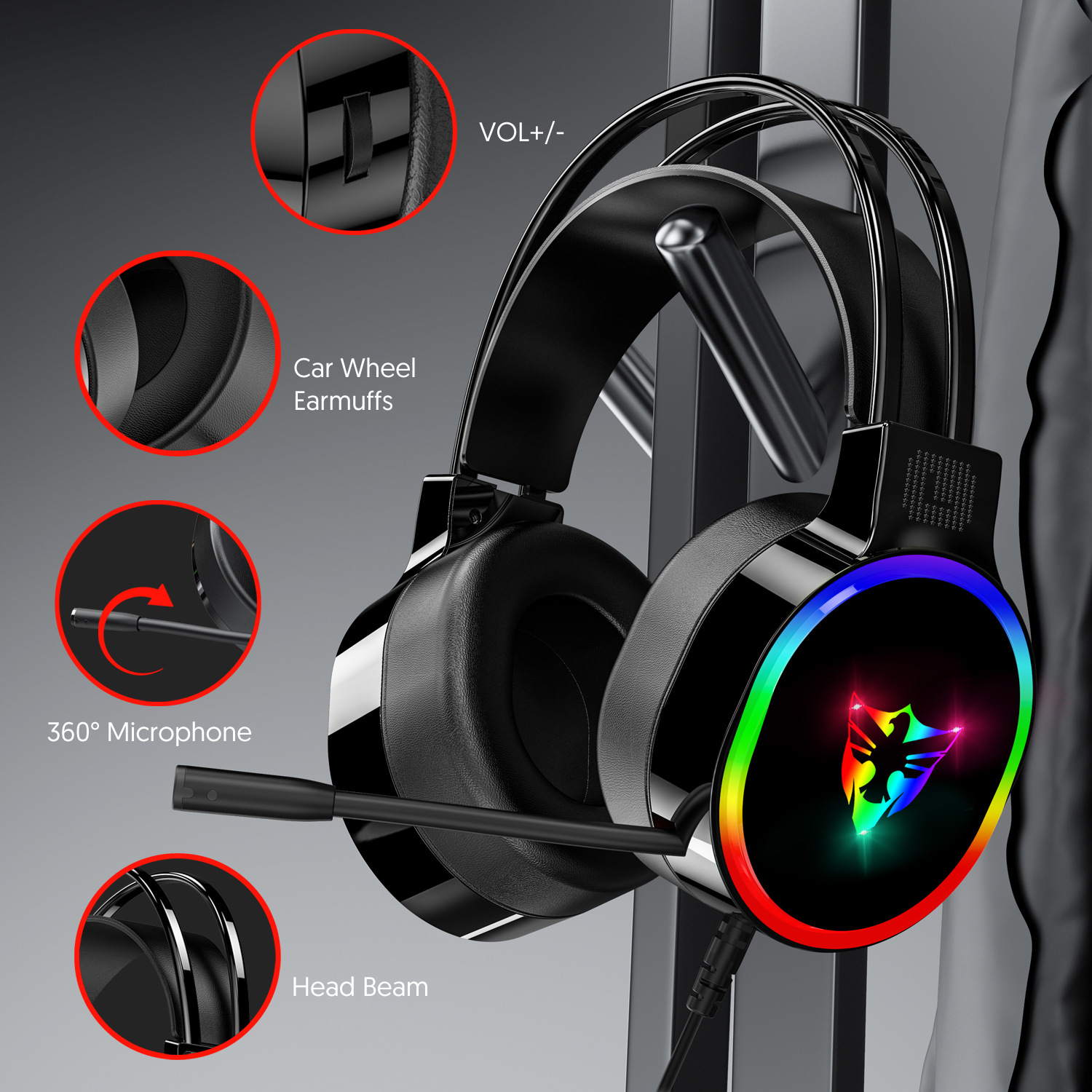 Neutral G607 Game Headset Wearing Long Mai Electric Competition Special 7.1 Channel Auditory and Voice Debate Wired Headset with Mai