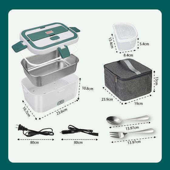 Household Car Electric Lunch Box Stainless Steel Lunch Box Self-heating Insulation Lunch Box Portable Heating Lunch Box for Office workers
