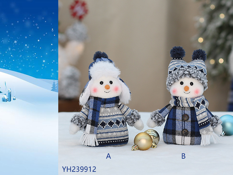 Weihnachten Blau Serie schneemann stoff puppe Lei Feng hut ski puppe Weihnachten puppe fenster dekoration_voghion.com