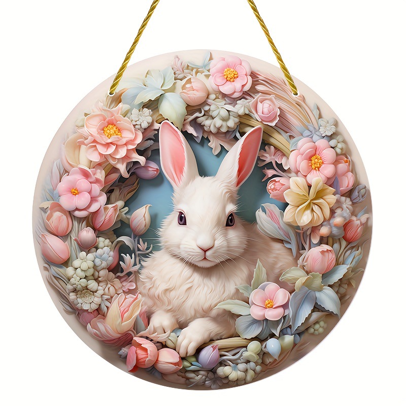 Easter Valentine's Day colored bunny acrylic disc pendant window decoration porch with chain tag outdoor decorations