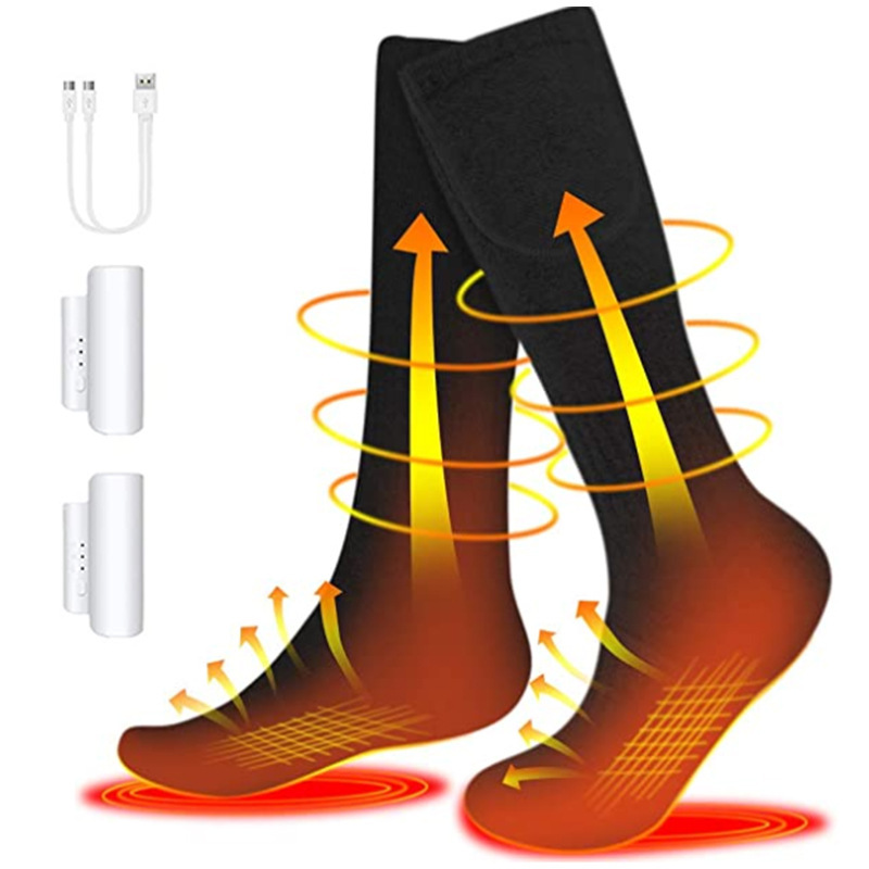 Cross-border heating socks winter warm electric socks USB charging long tube cold-proof socks for men and women winter heating feet warm
