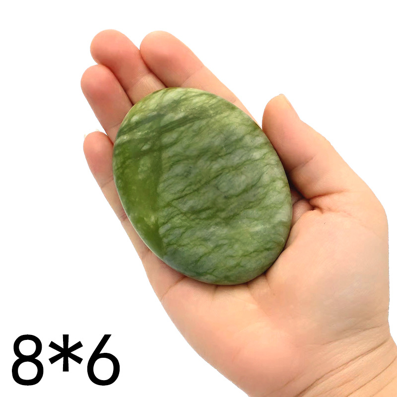 Olive jade massage stone 8*8 essential oil SPA hot stone volcanic energy stone natural jade glazed jade Lushan jade green jade