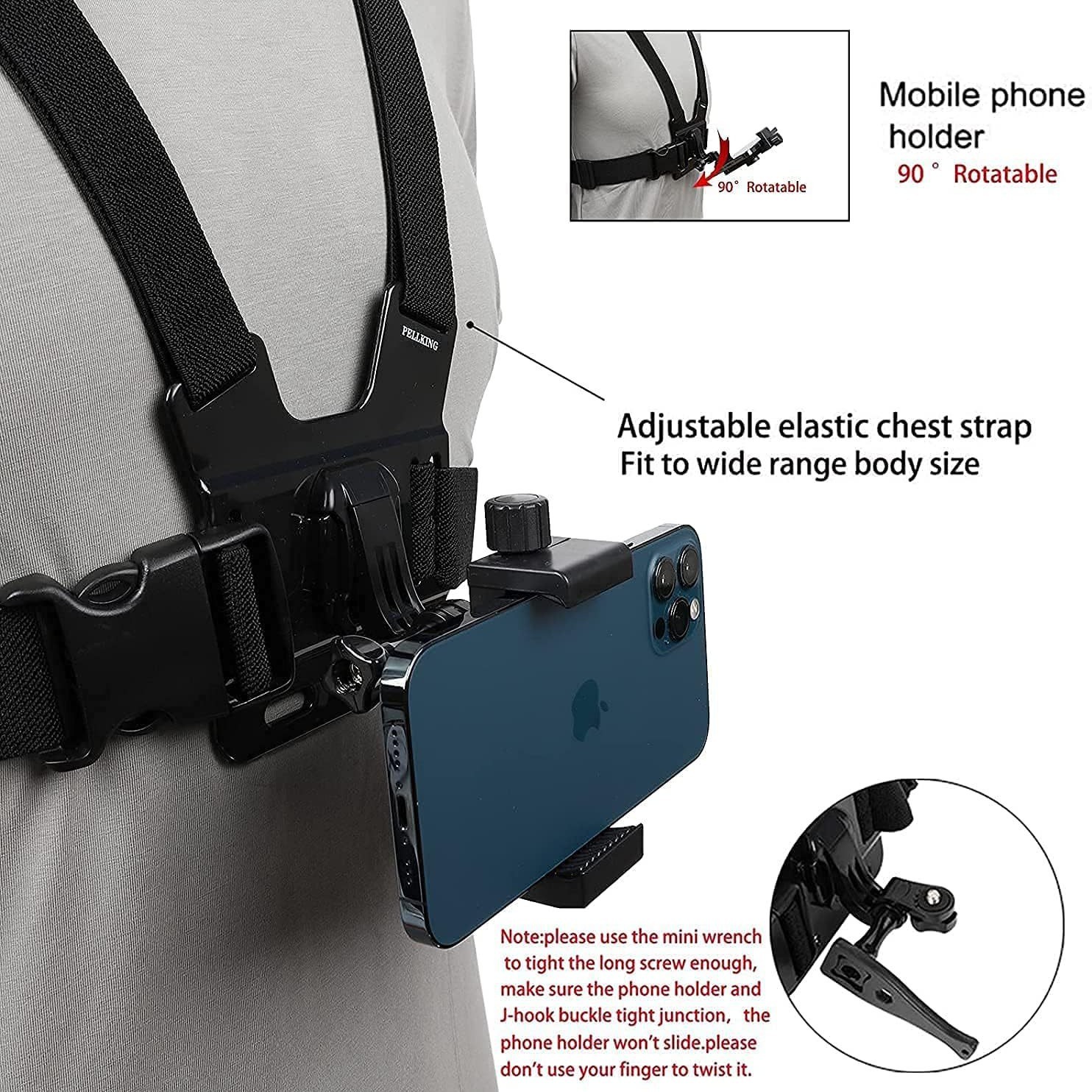 First Person Shooting Set GoPro DJI Mountain Dog Accessories Fixed Mobile Phone Clip J-Clip Chest Strap Headband