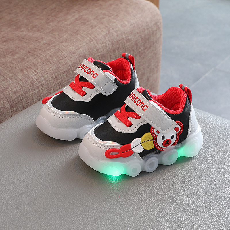 Waterproof Lights Shoes 0-1-3 Years Old Children Leather Toddler Shoes Men's and Women's Baby Shoes Non-slip Sneakers