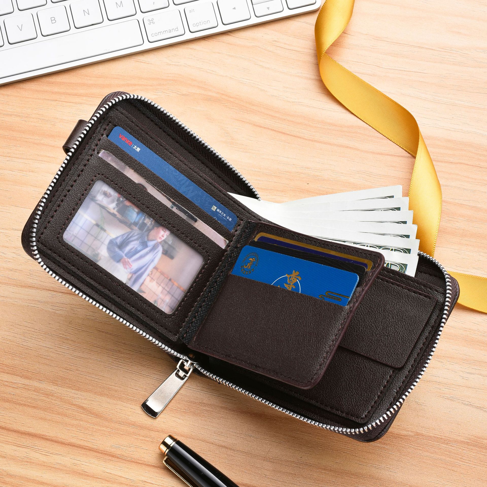 New Men's Wallet 2024 Explosive Coin Purse Portable Vertical Multifunctional Money Card All-in-One Wallet